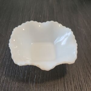 Milk Glass Scalloped Dish 6.25"